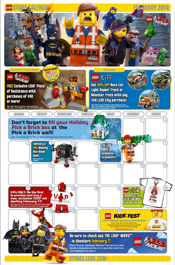 February  Lego Store Calendar