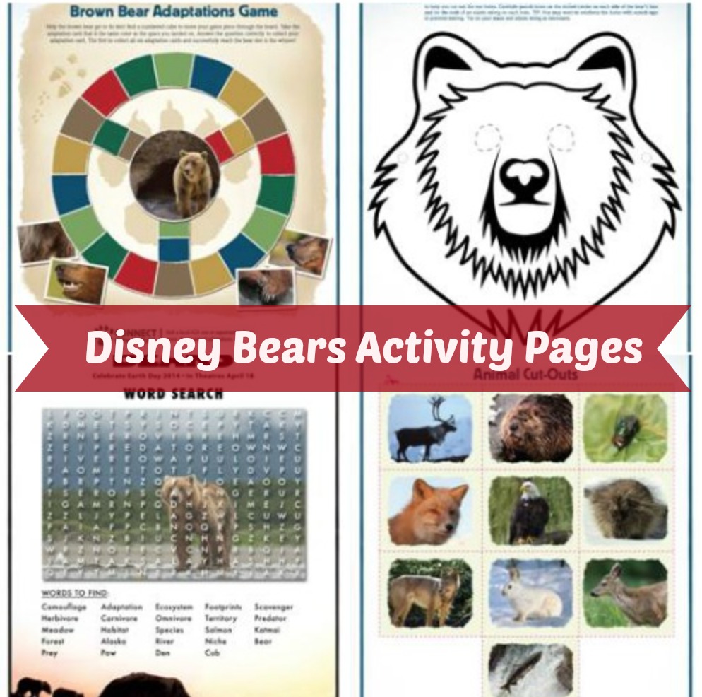 Disney Bears Activity Pages