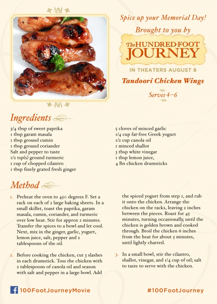 Tandoori Chicken Wings from the movie 100 Foot Journey