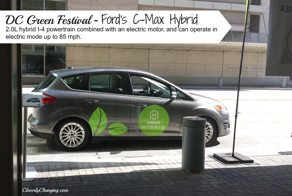 DC Green Festival - Ford's C-Max Hybrid 2.0L hybrid I-4 powertrain combined with an electric motor, and can operate in electric mode up to 85 mph. #green #cars