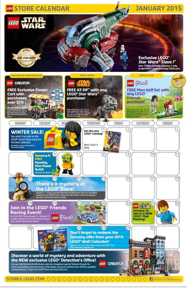 LEGO Store Calendar for January 2015 #lego #events #parenting