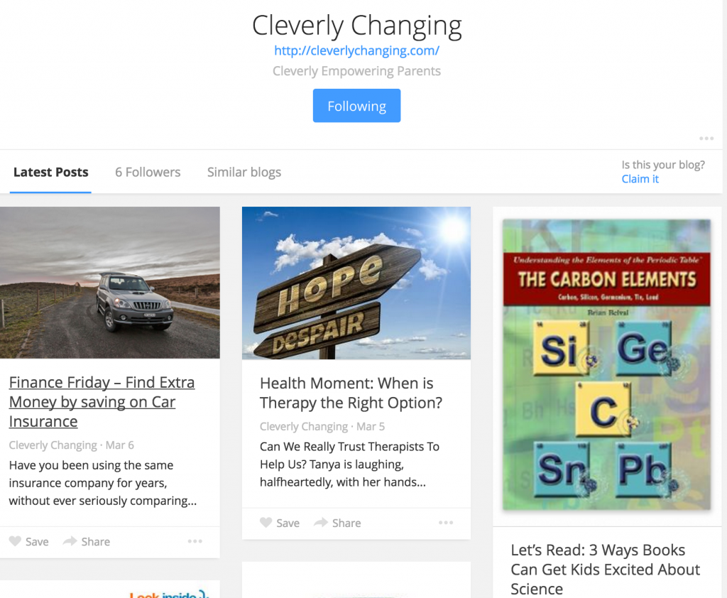 Follow Cleverly Changing on Bloglovin