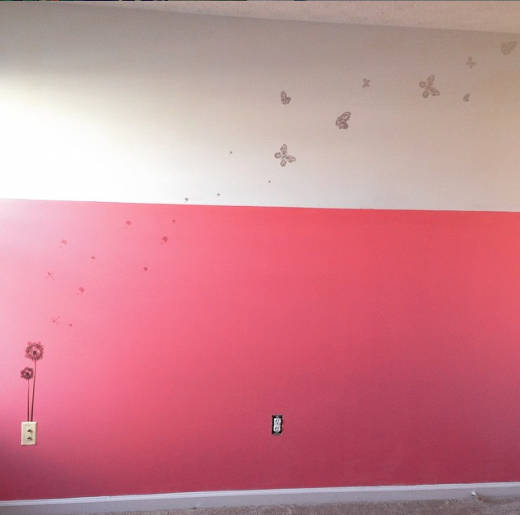 Pink and White Room Accent Wall