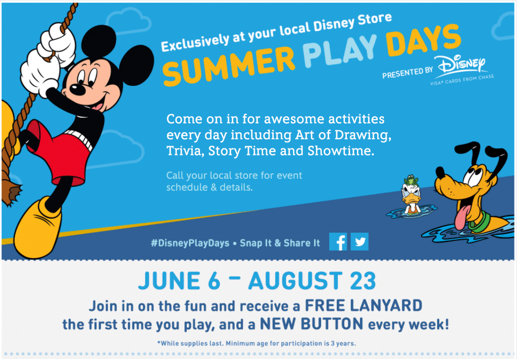 Disney Stores: Low Cost or Free 2015 Summer Activities
