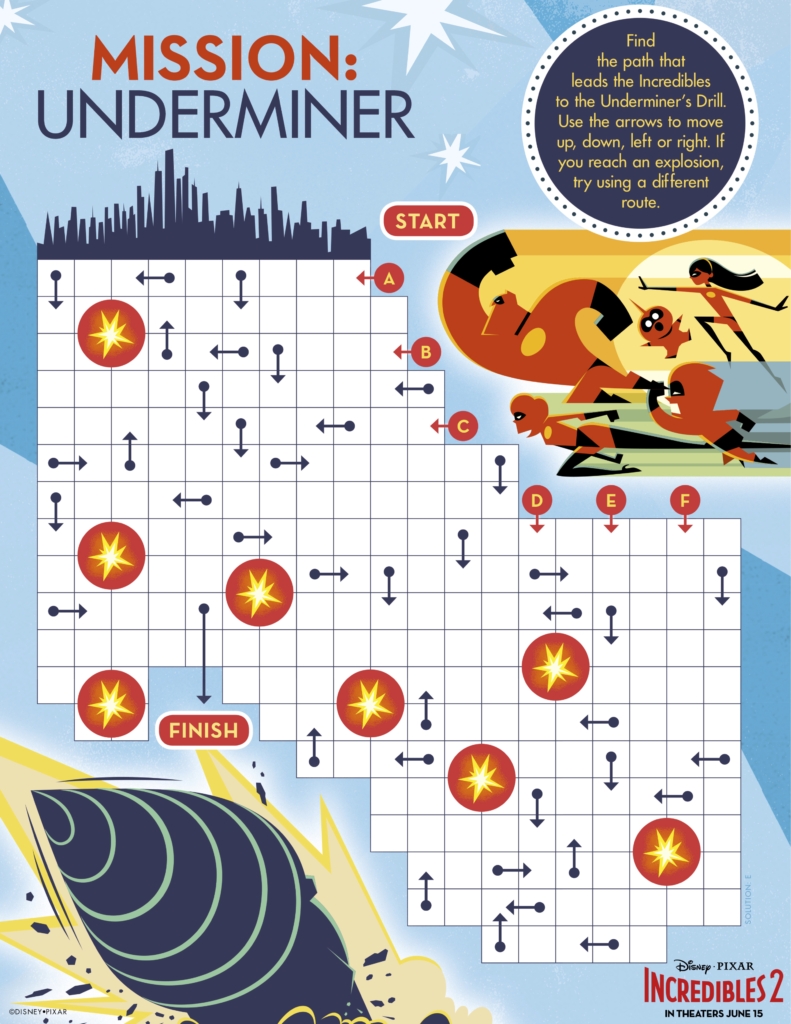 Incredibles2 Mission Underminer Activity Sheet