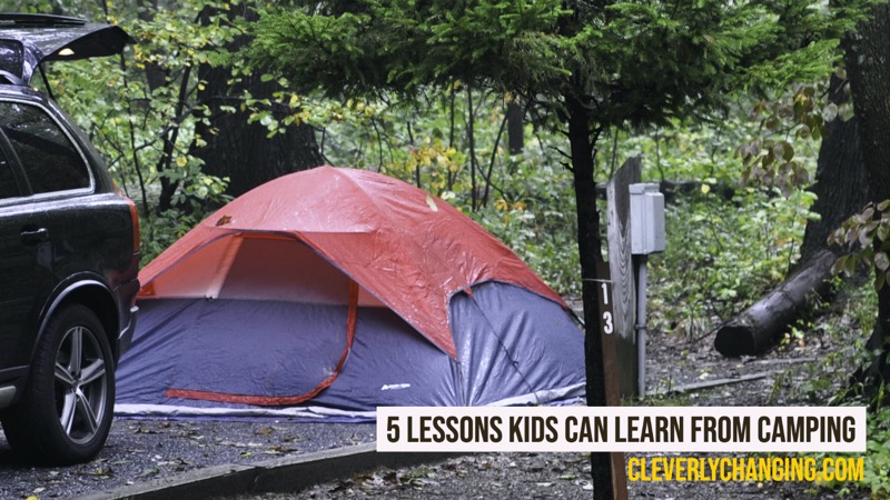 There are many lessons kids can learn from camping such as communication skills, teamwork, nature appreciation, survival skills and more.