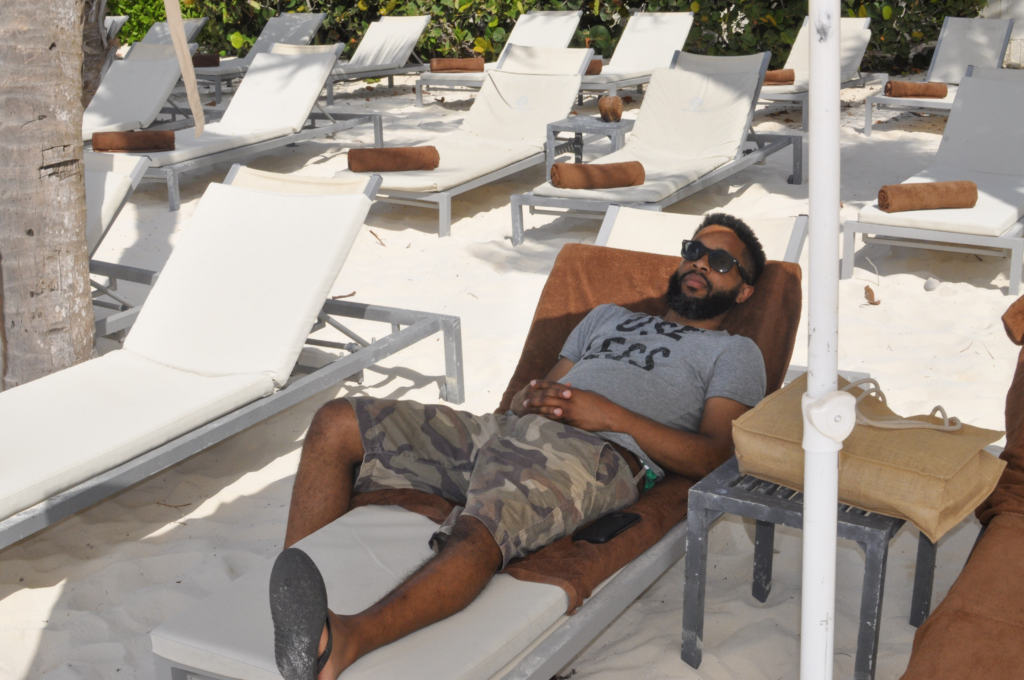 African American male on vacation 